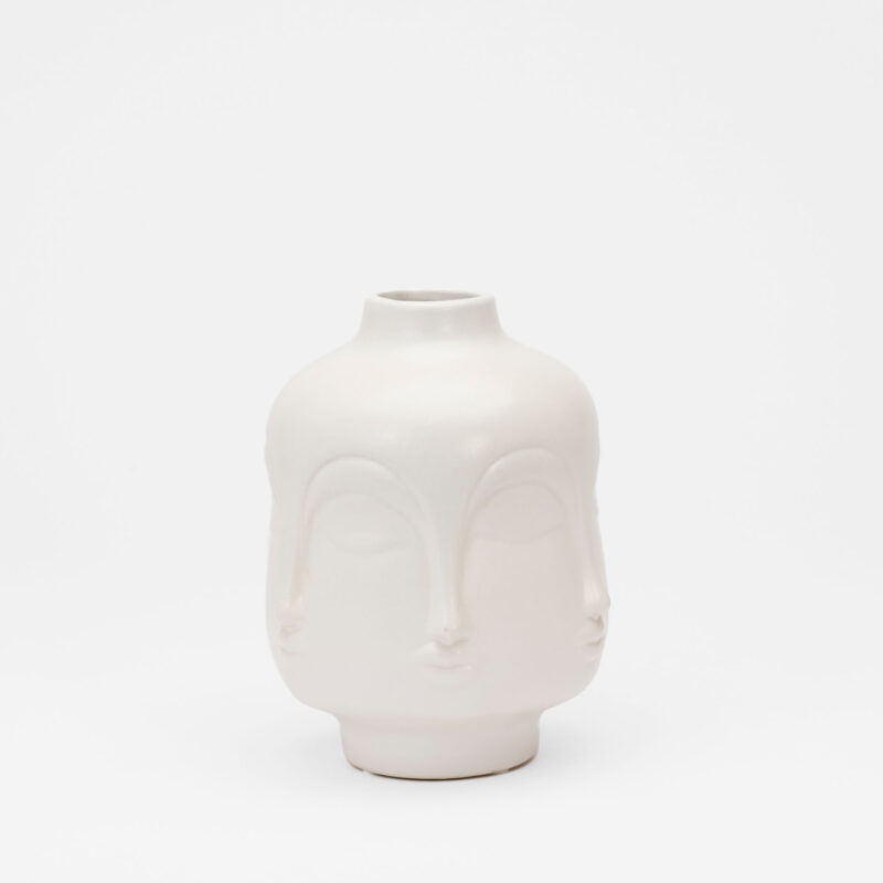 WHITE CERAMIC FACE VASE