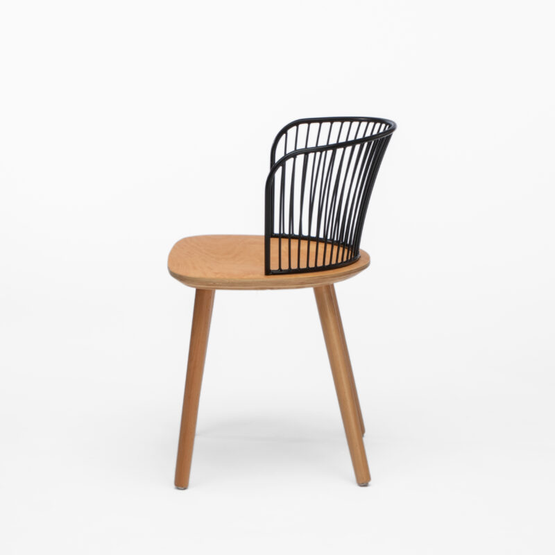 BEECH SEAT AND LEGS WITH METAL BACKREST CHAIR - Image 4
