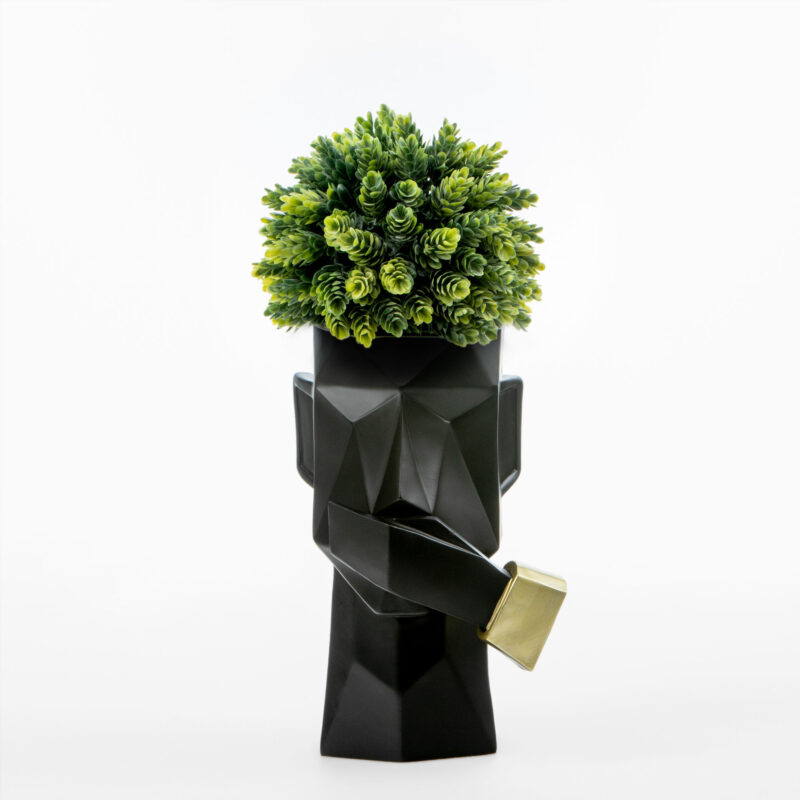 DECORATIVE HEAD VASE WITH GOLDEN DETAILS - Image 3