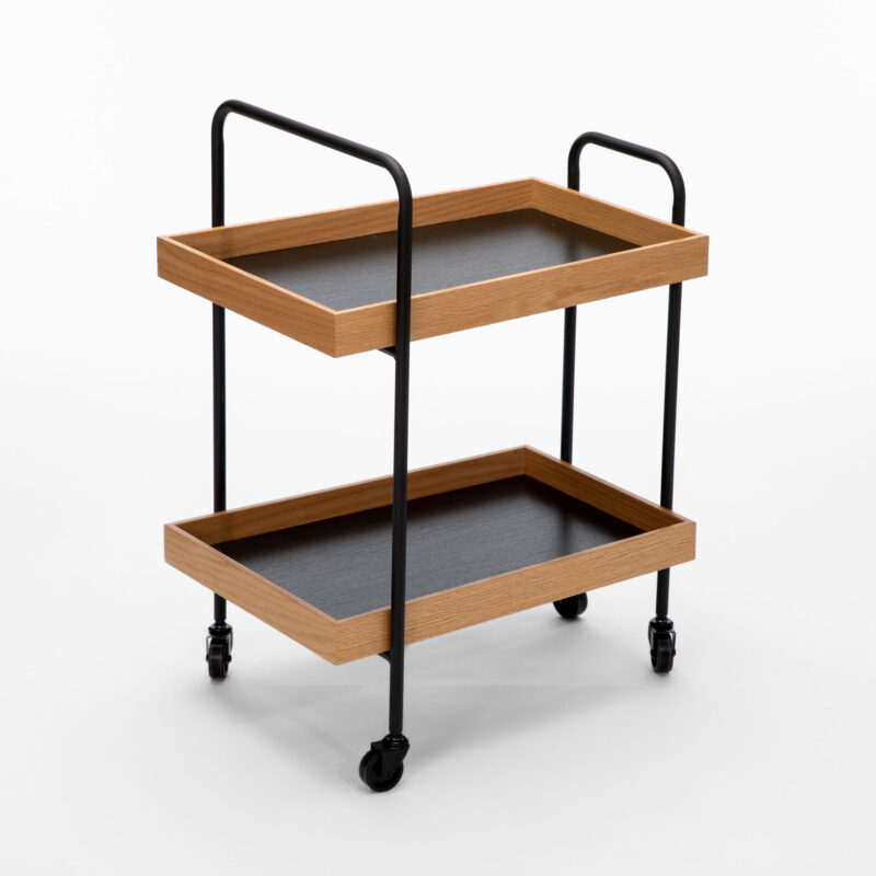 METAL FRAME UTILITY CART WITH 2 MDF TRAYS