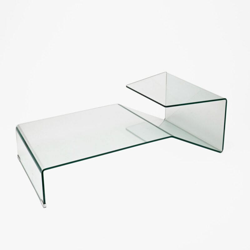BENT TEMPEREDRED GLASS COFFEE TABLE