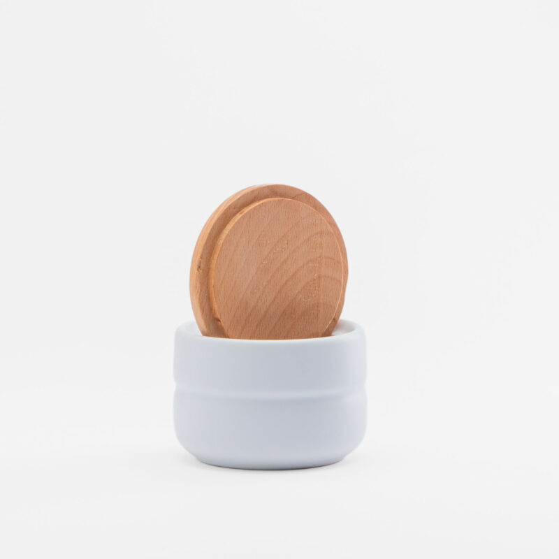 MEDIUM CERAMIC JAR WITH WOOD LID - Image 2