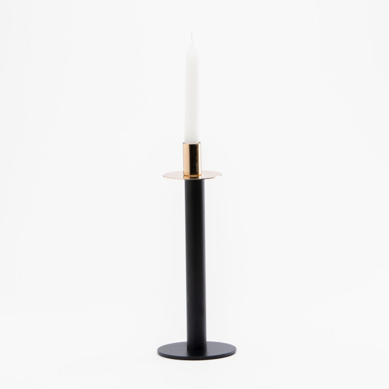 BLACK  GOLD METAL CANDLE HOLDER - Image 2