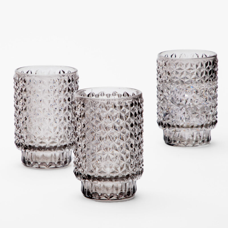 LIGHT GRAY GLASS CANDLE HOLDER