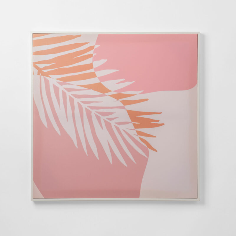 LEAVES AND ABSTRACT SHAPES FRAMED CANVAS