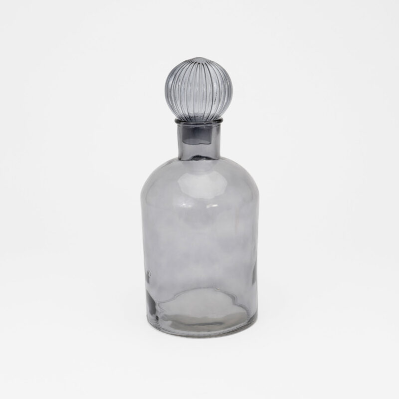 GRAY GLASS DECORATIVE VASE