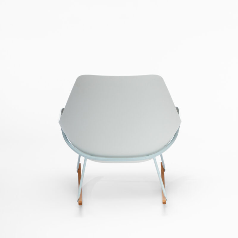 PP ROCKING CHAIR WITH FABRIC CUSHION, METAL AND WOODEN ROCKERS - Image 3