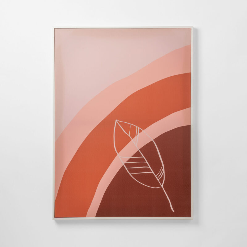LEAVES AND ABSTRACT SHAPES FRAMED CANVAS