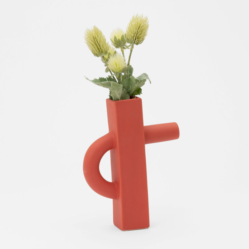 RED CERAMIC DECORATIVE VASE - Image 2