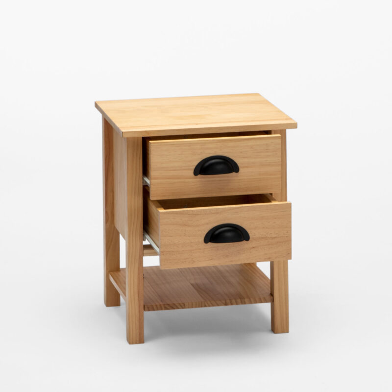 WOOD LACQUERED TWO DRAWERS AND ONE SHELF NIGHTSTAND - Image 2