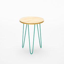 PINE VENEER MDF TOP AND METAL LEGS SIDE TABLE