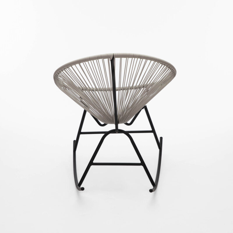 ACAPULCO STYLE ROCKING CHAIR, BLACK METAL FRAME WITH WOVEN SEAT - Image 5