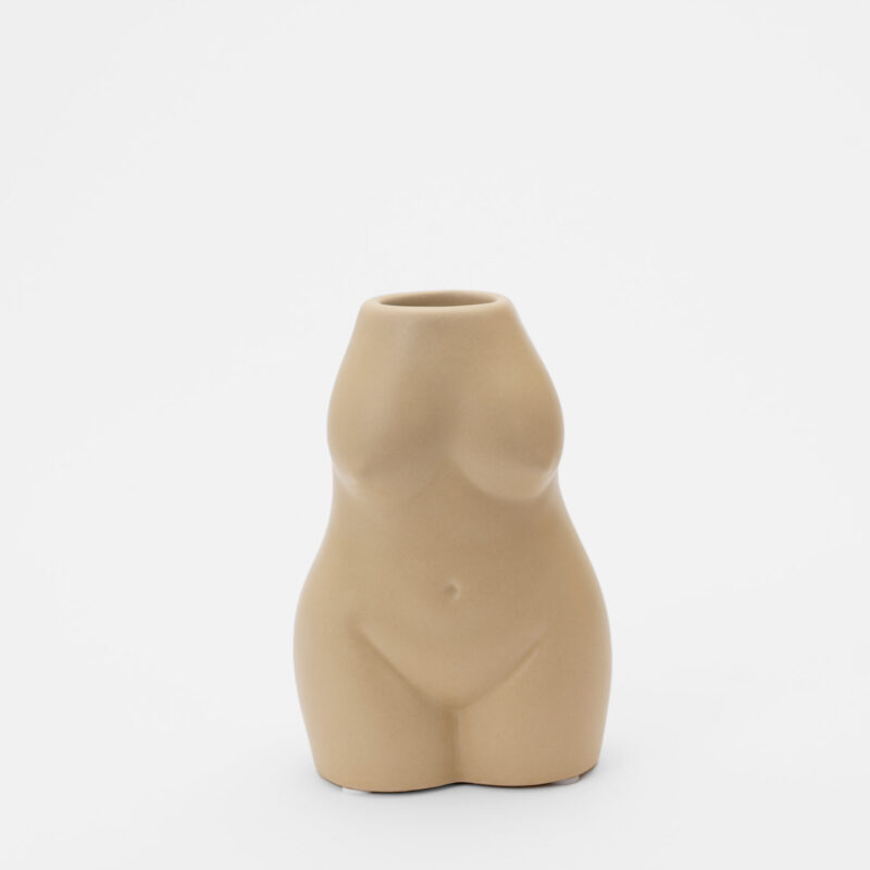 CREAM FEMALE BODY CERAMIC VASE