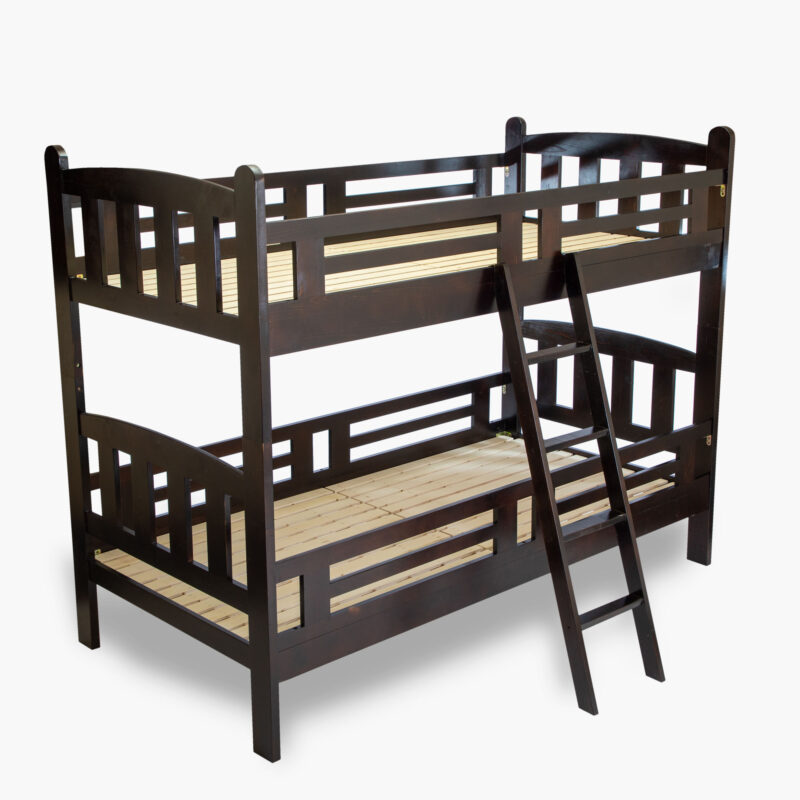 NATURAL WOOD BUNK BED WITH LADDER