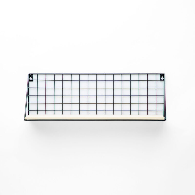 WIRE METAL AND WOOD MOUNTED SHELF