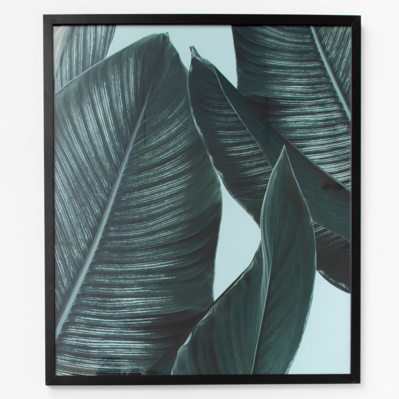GREEN TONES LEAVES GLASS FRAMED PRINTED PAPER