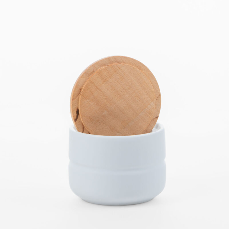 MEDIUM CERAMIC JAR WITH WOOD LID - Image 3