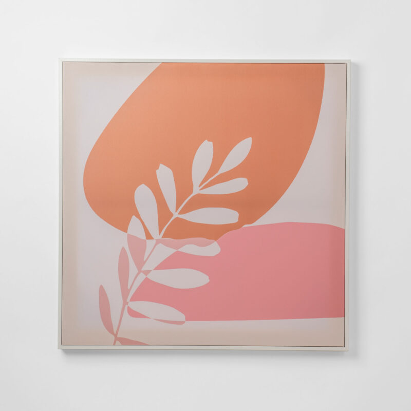 LEAVES AND ABSTRACT SHAPES FRAMED CANVAS
