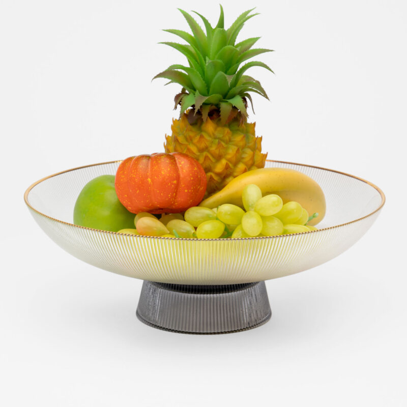 DECORATIVE GLASS BOWL WITH GOLDEN RIM - Image 3