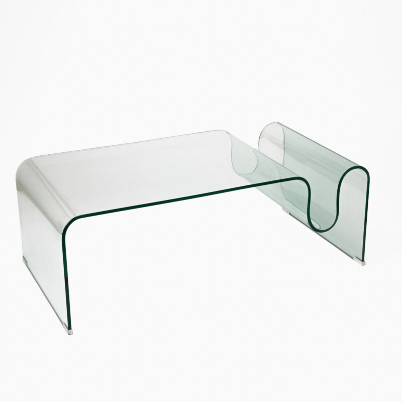 BENT TEMPEREDRED GLASS COFFEE TABLE