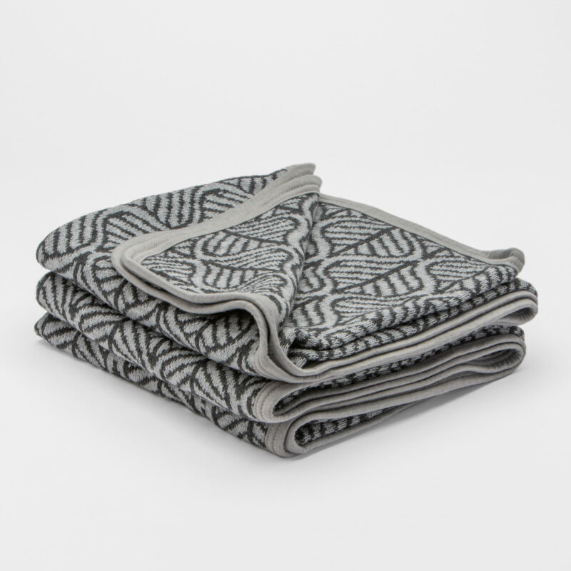 BLACK AND GRAY THROW BLANKET