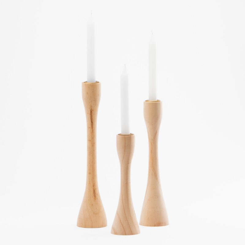 SET OF 3 WOODEN CANDLE HOLDERS - Image 2