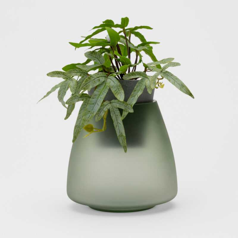 GREEN FROSTED GLASS VASE - Image 2