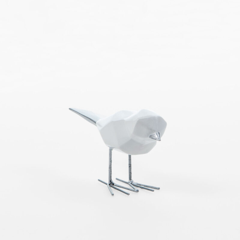 WHITE AND SILVER DECORATIVE BIRD