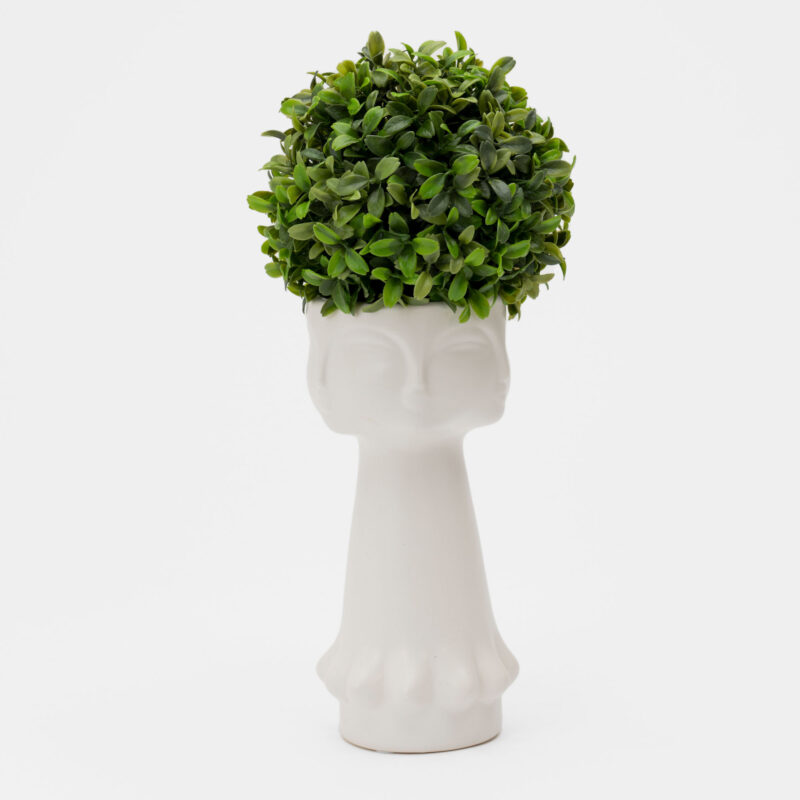 WHITE CERAMIC FLOWER VASE WITH FACES DESIGN - Image 2