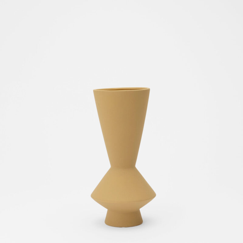 YELLOW CERAMIC DECORATIVE VASE