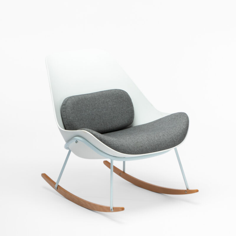 PP ROCKING CHAIR WITH FABRIC CUSHION, METAL AND WOODEN ROCKERS - Image 2