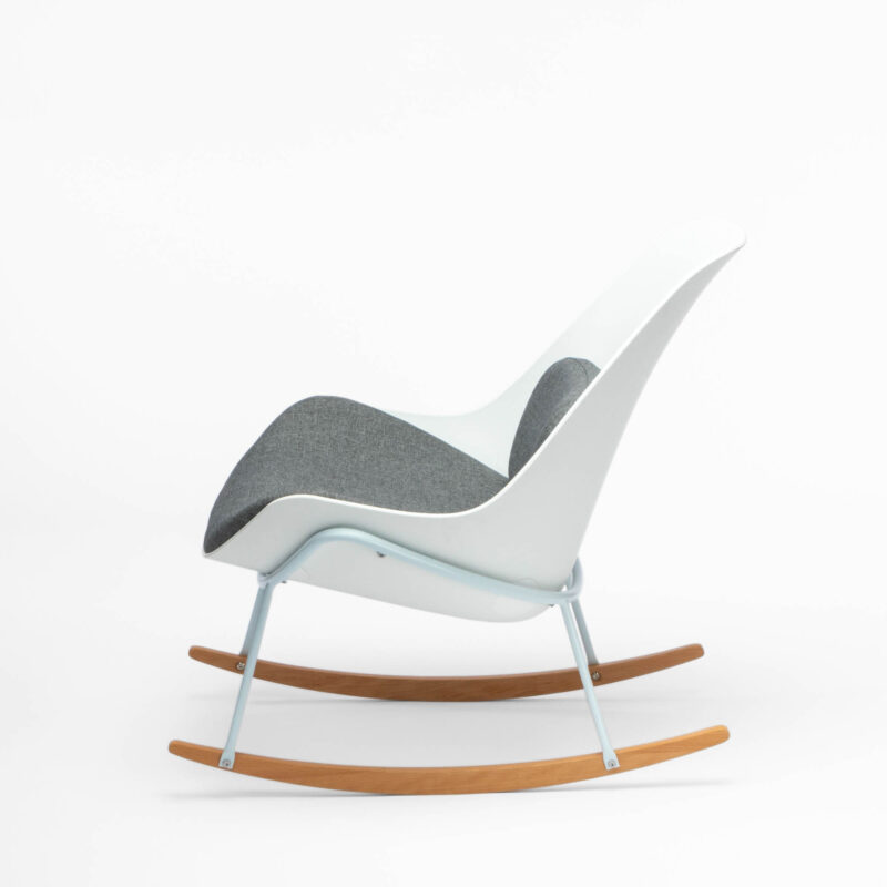 PP ROCKING CHAIR WITH FABRIC CUSHION, METAL AND WOODEN ROCKERS - Image 4