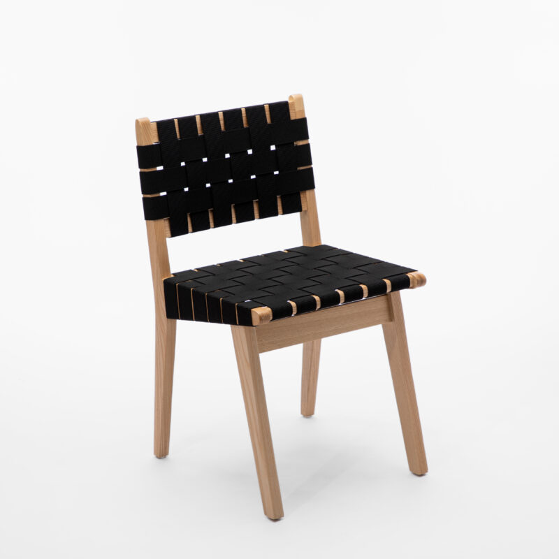 ASH WOOD CHAIR WITH ELASTIC STRAPS SEAT AND BACK