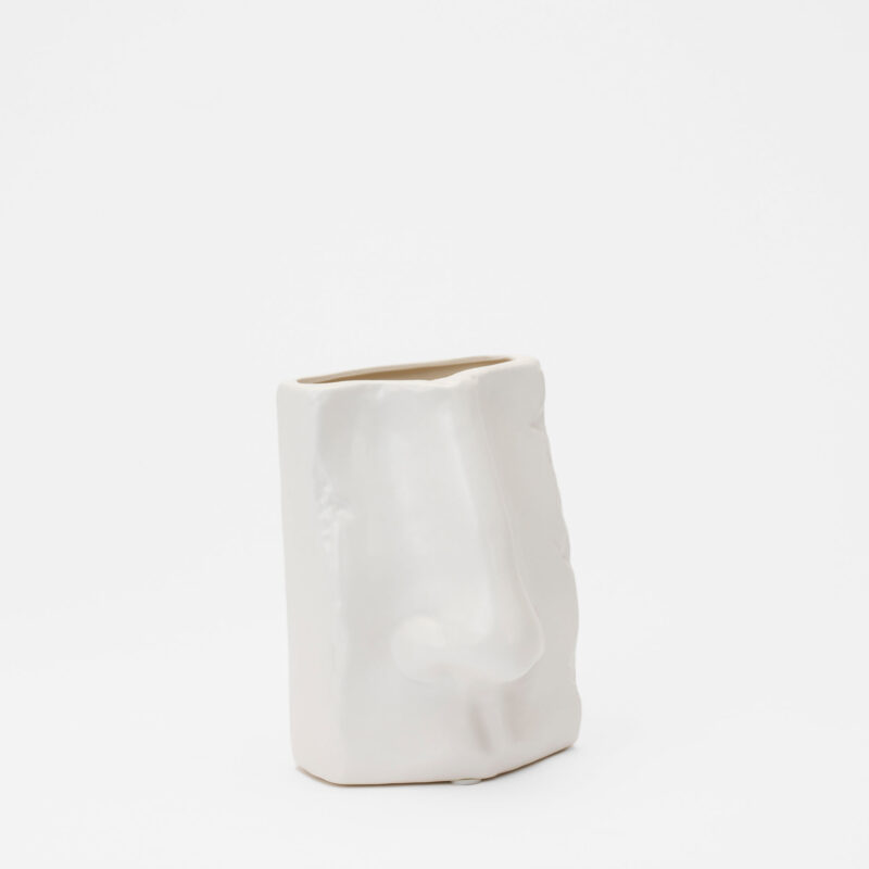 DECORATIVE WHITE CERAMIC EAR VASE