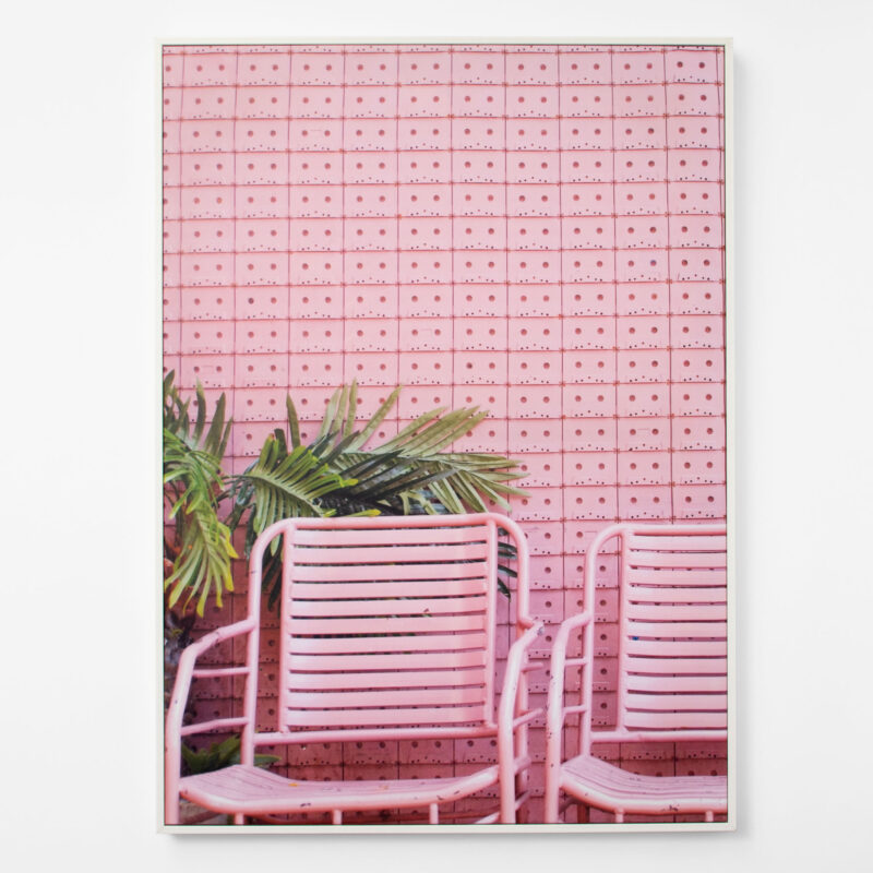 PINK CHAIRS SET POSTER FRAMED CANVAS