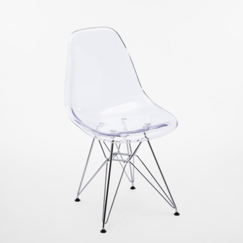 TRANSLUCENT ACRYLIC SEAT CHAIR WITH CHROME METAL LEGS