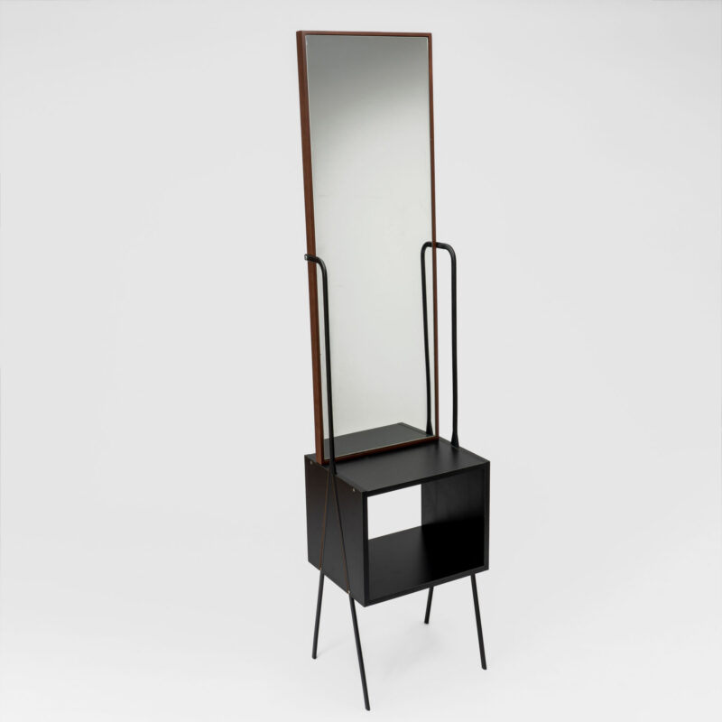 FLOOR MIRROR WITH OPEN SHELF BOX
