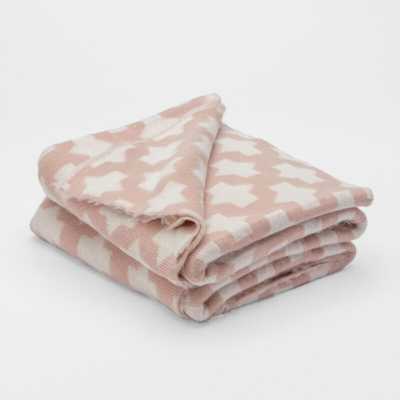 PINK AND WHITE THROW BLANKET