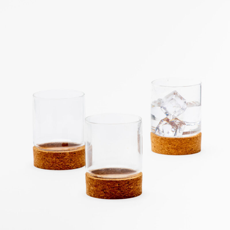 CORK BOTTOM CLEAR GLASS TUMBLER