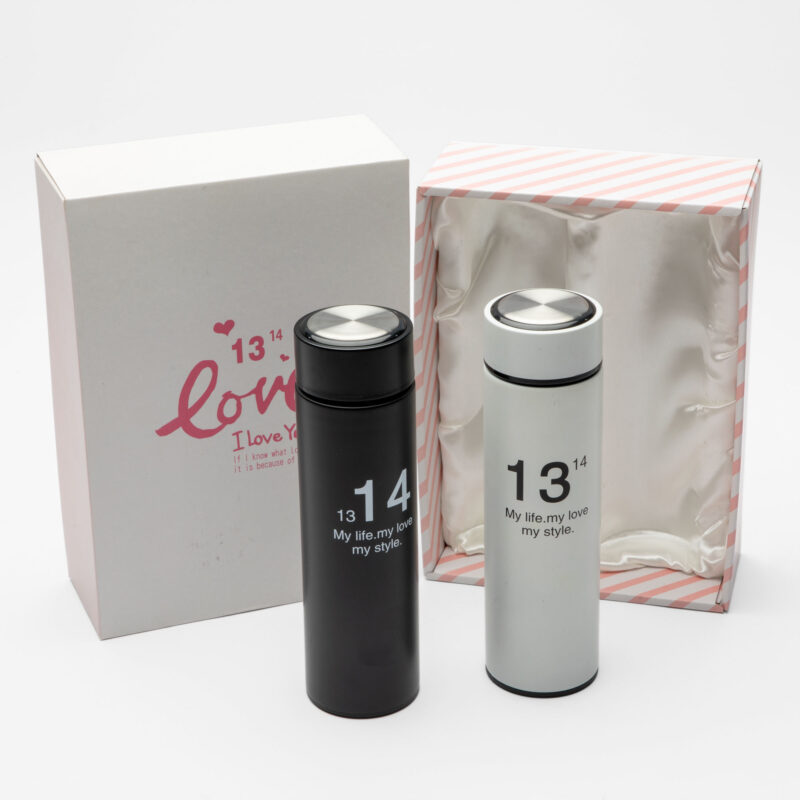 SET OF TWO METAL THERMOS WITH INFUSER