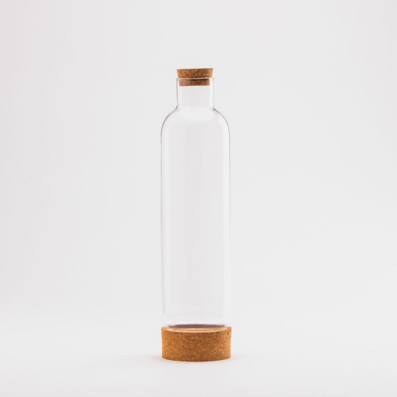 CLEAR GLASS CARAFE WITH CORK BOTTOM AND STOPPER (1000 ml)