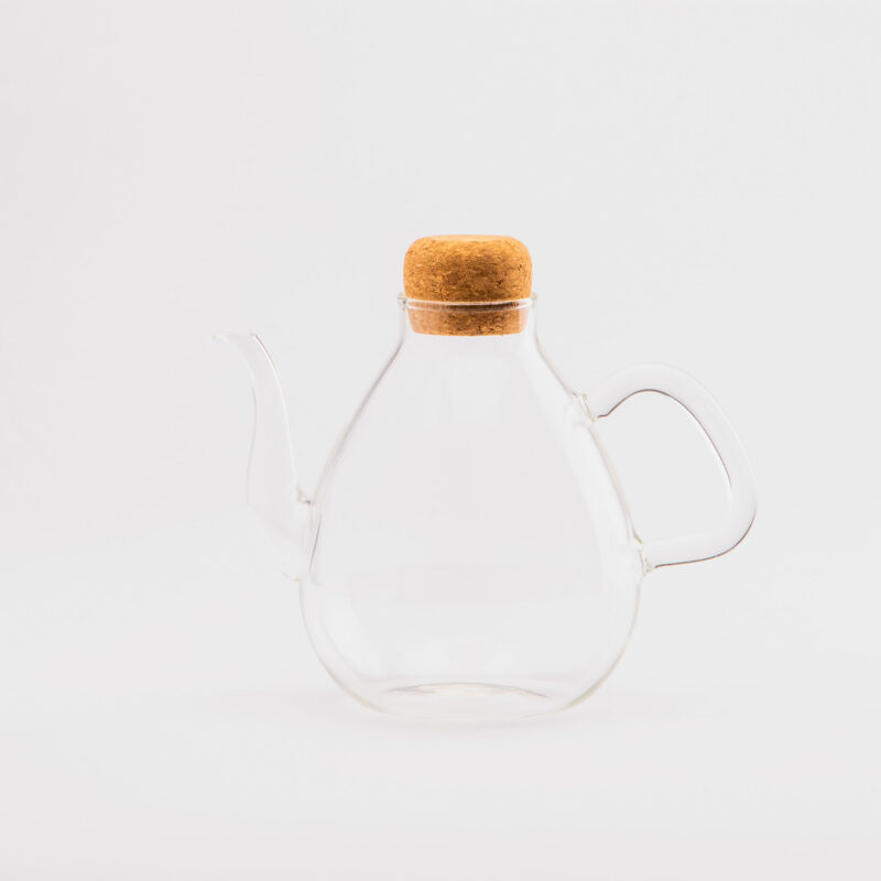 GLASS 500ML TEAPOT WITH CORK STOPPER