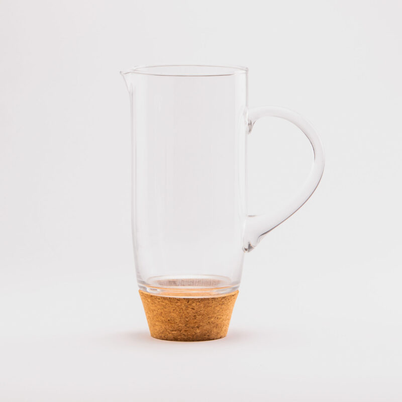 CORK BOTTOM CLEAR GLASS PITCHER