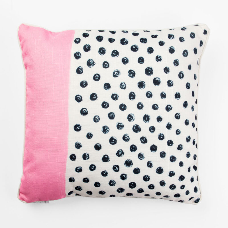 PINK AND BLACK PRINTED SQUARE DECORATIVE CUSHION