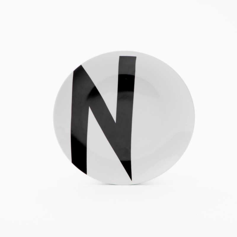 WHITE CERAMIC PLATE WITH LETTER