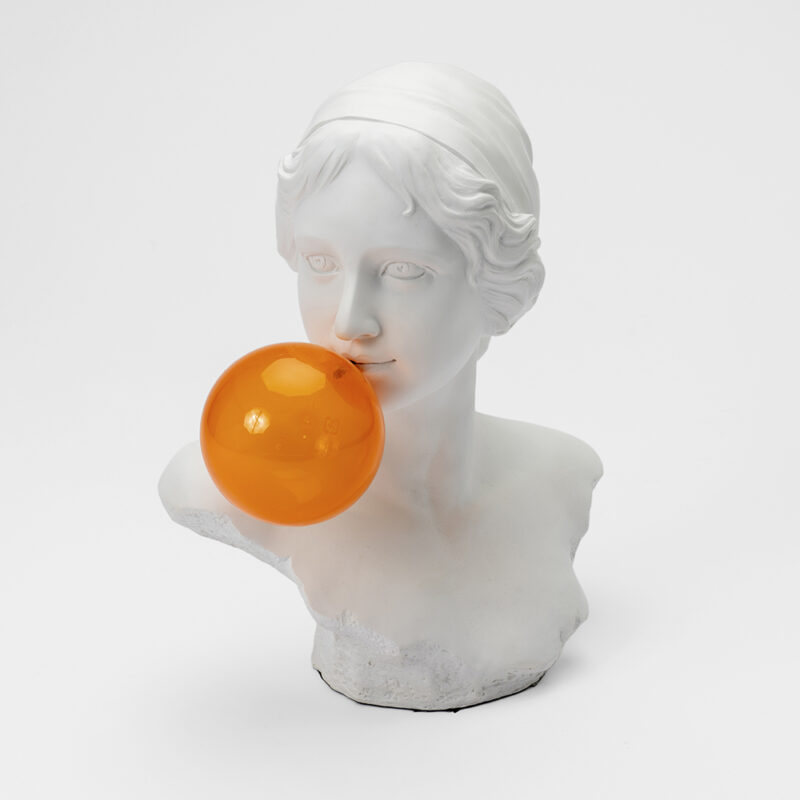 RESIN GREEK HOME DECOR BUST WITH BUBBLE GUM