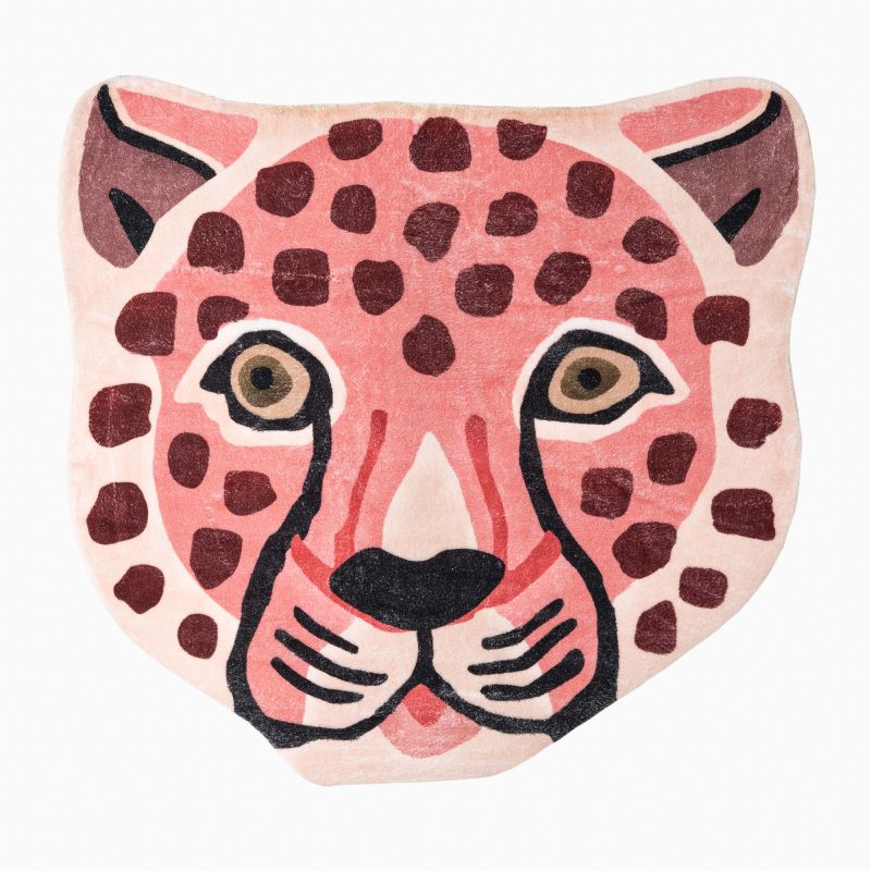 PINK LEOPARD FACE ACCENT RUG