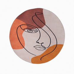 LADY FACE DESIGN ROUND PRINTED ACCENT RUG