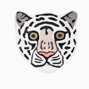 WHITE TIGER FACE ACCENT RUG
