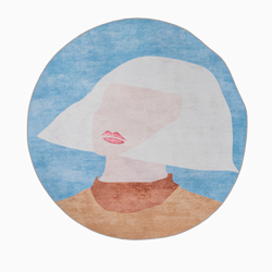 LADY FACE DESIGN ROUND PRINTED ACCENT RUG